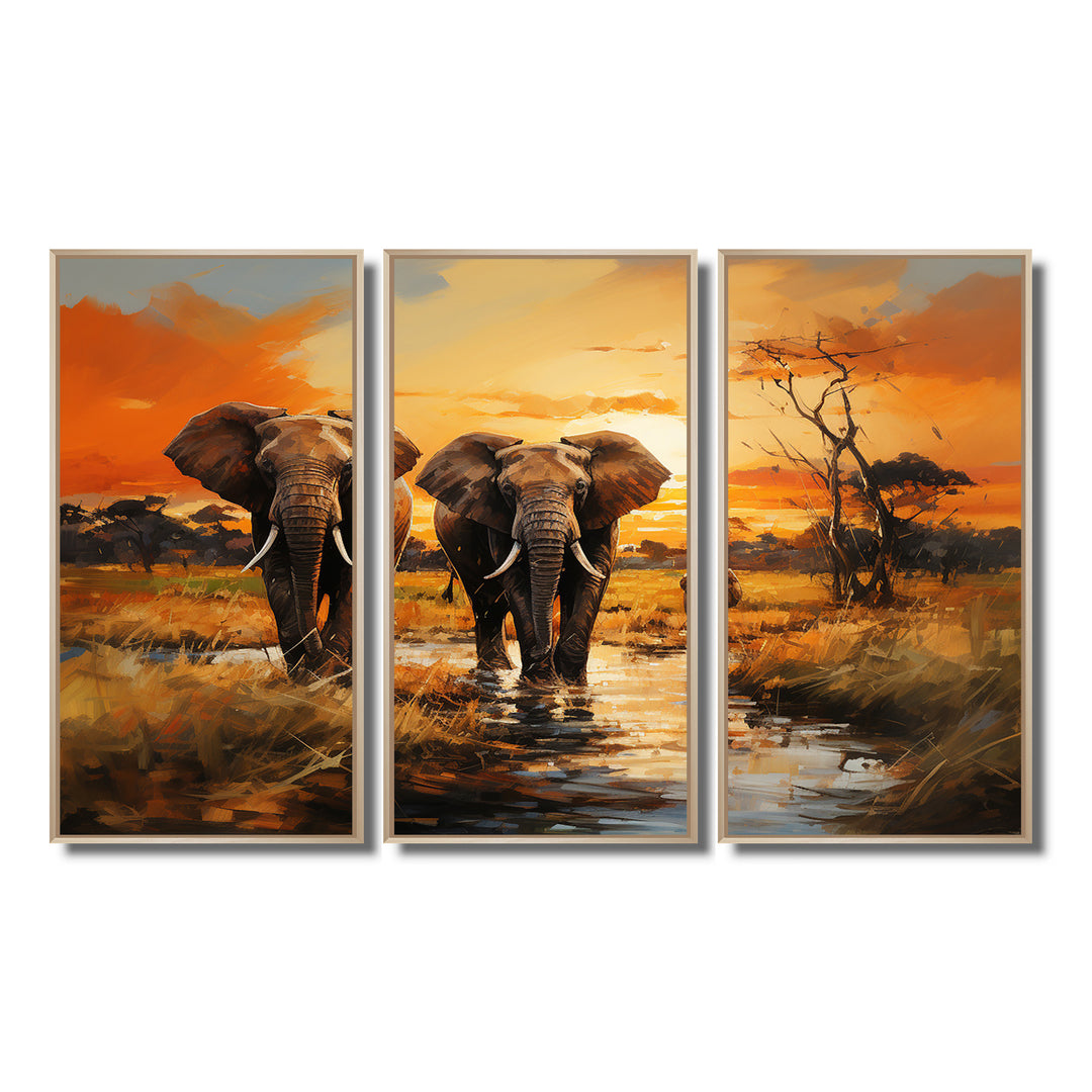 African Elephant Prairies IV - Multi-Panel Canvas Prints