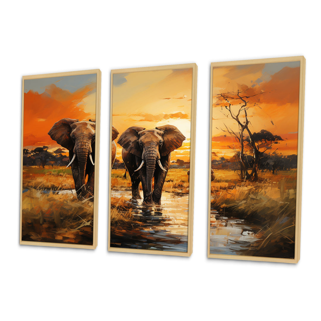 African Elephant Prairies IV - Multi-Panel Canvas Prints