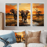 African Elephant Prairies IV - Multi-Panel Canvas Prints