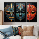 Red African Masks III - Multi-Panels