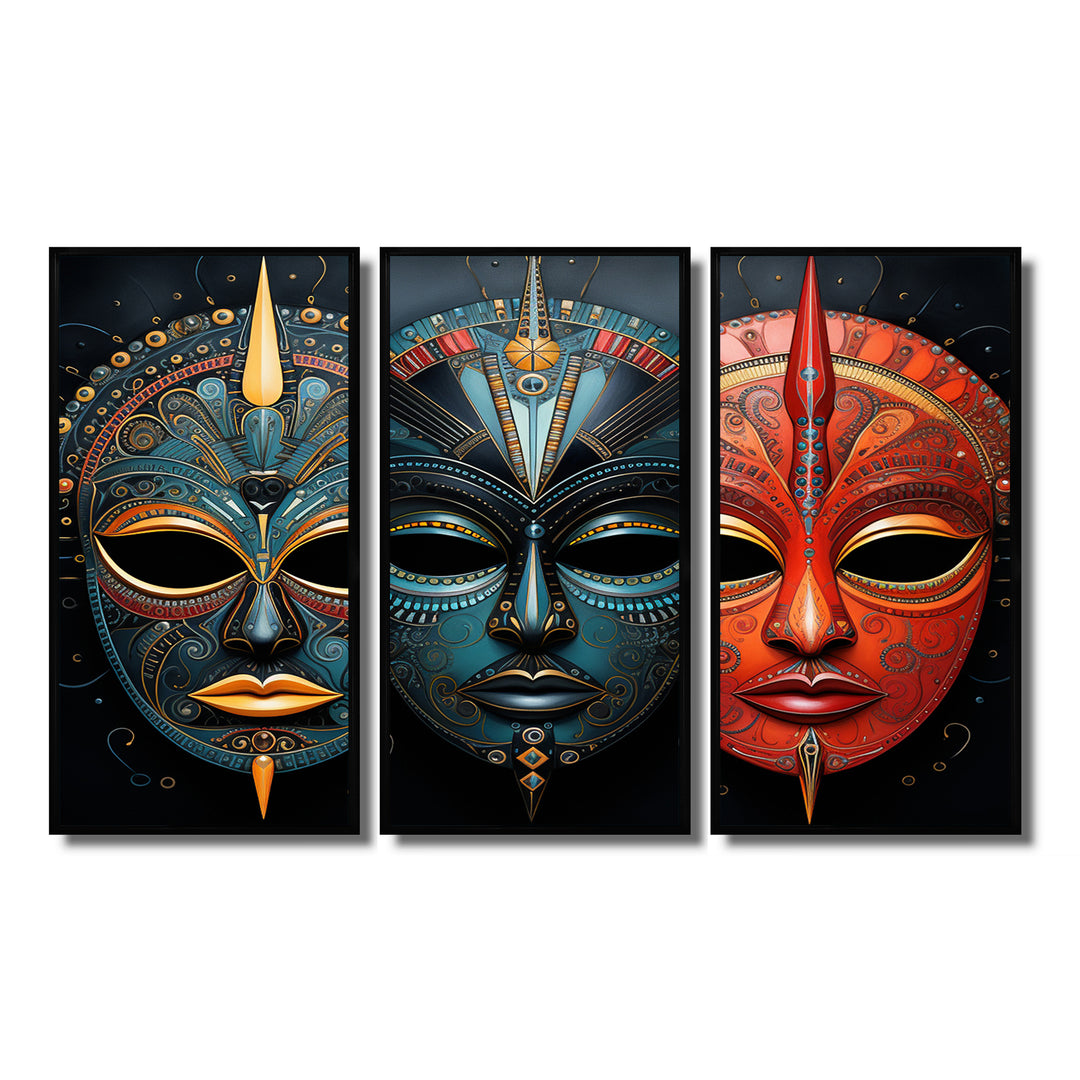 Red African Masks III - Multi-Panels
