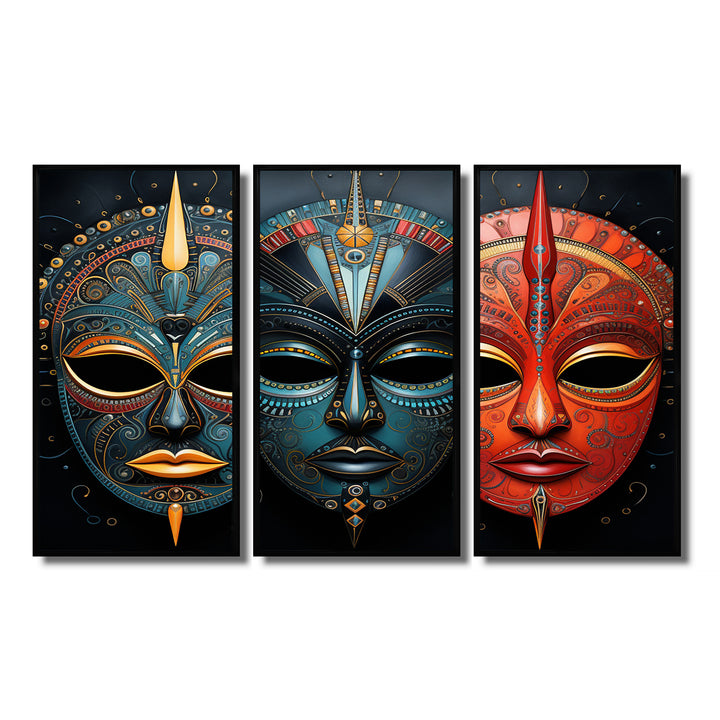 Red African Masks III - Multi-Panels