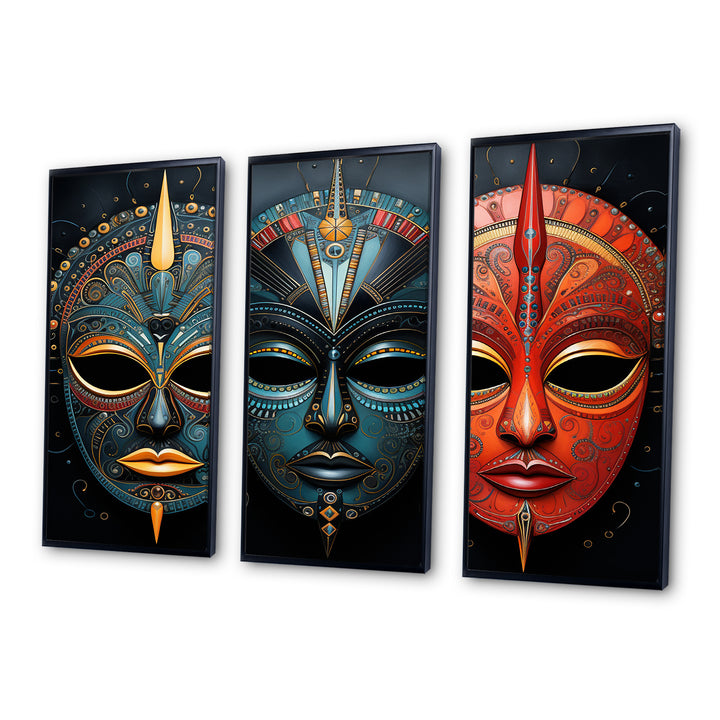 Red African Masks III - Multi-Panels