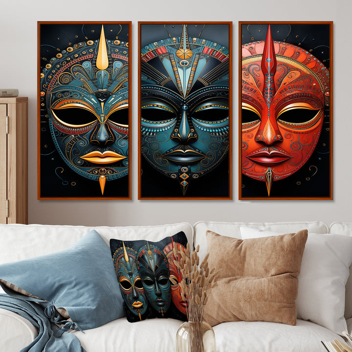 Red African Masks III - Multi-Panels