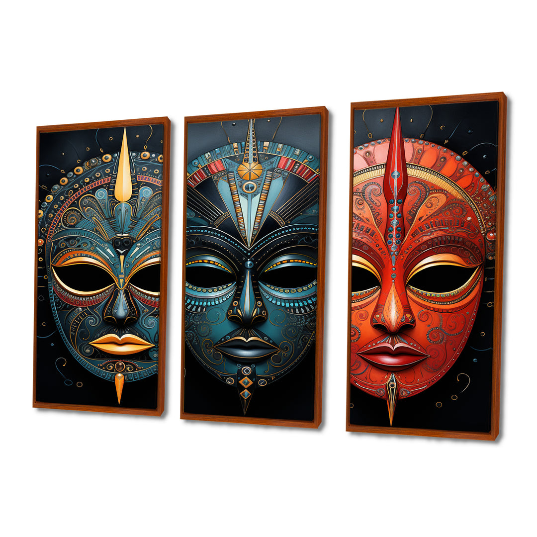 Red African Masks III - Multi-Panels