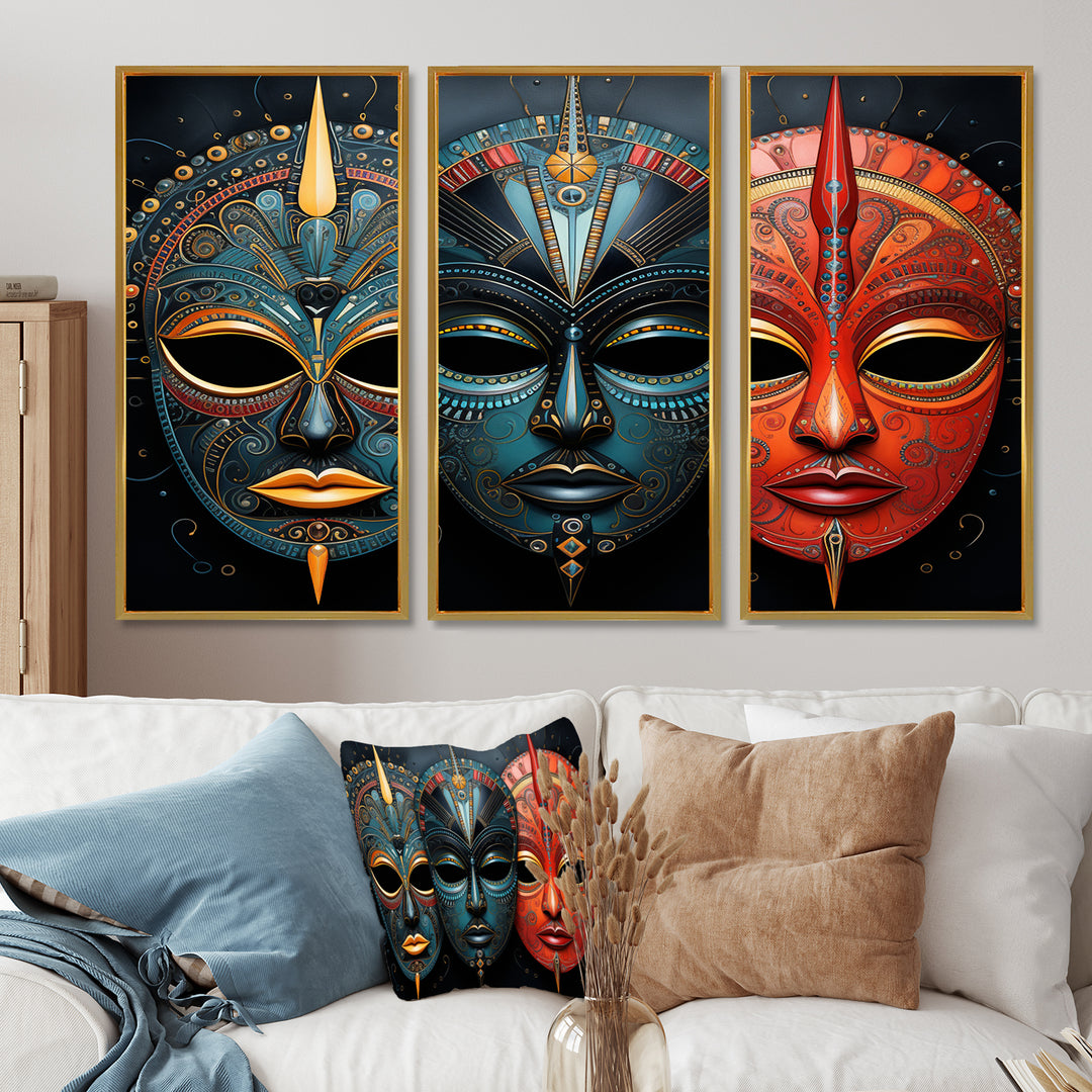 Red African Masks III - Multi-Panels