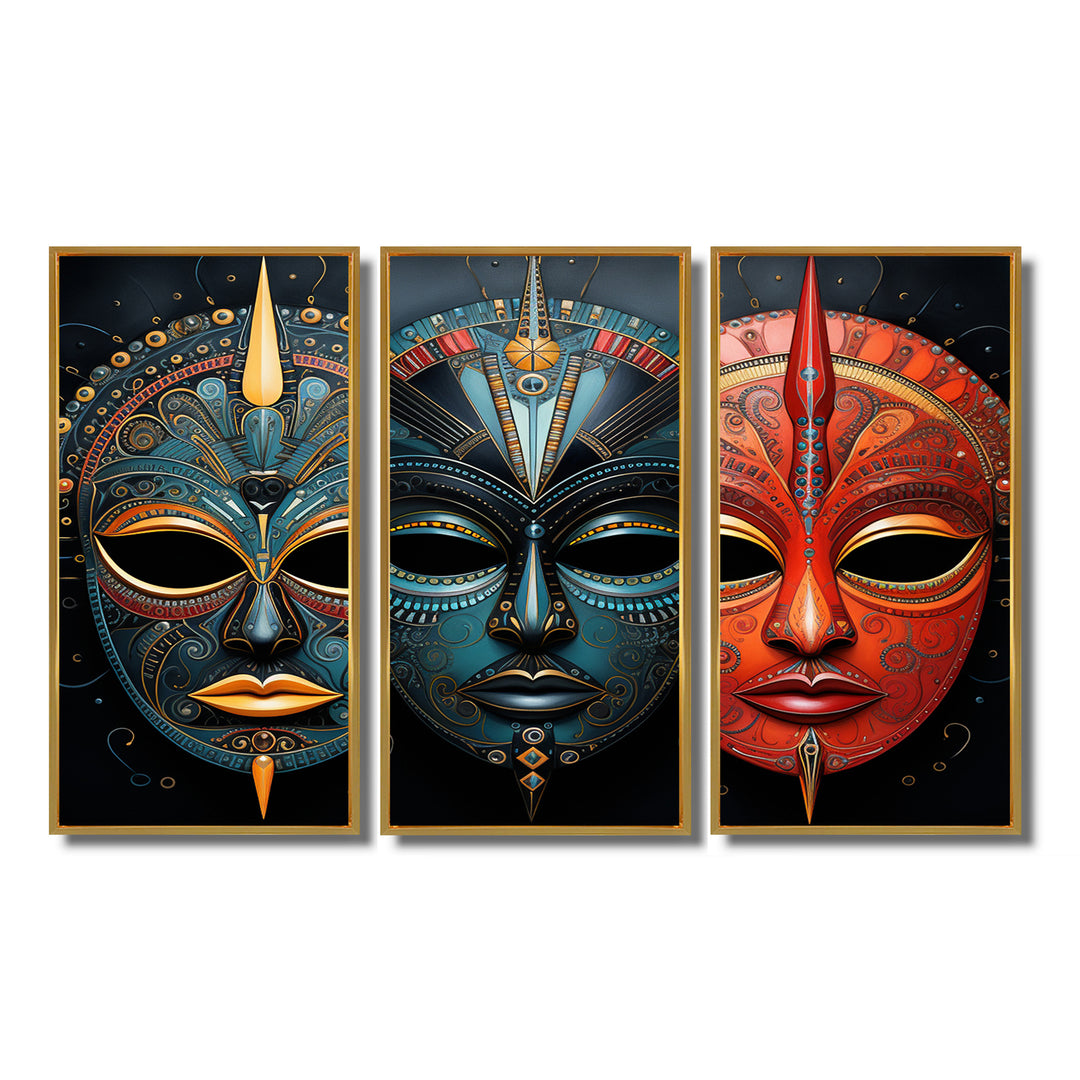 Red African Masks III - Multi-Panels