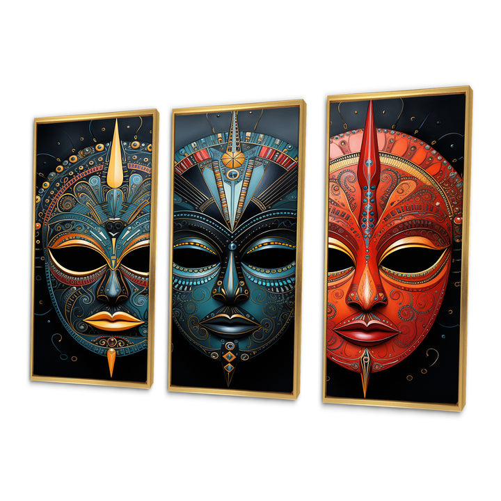 Red African Masks III - Multi-Panels