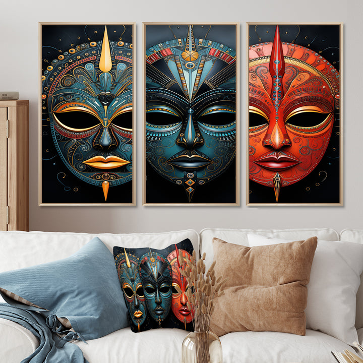 Red African Masks III - Multi-Panels