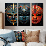 Red African Masks III - Multi-Panels