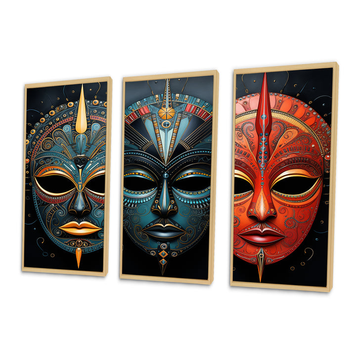 Red African Masks III - Multi-Panels