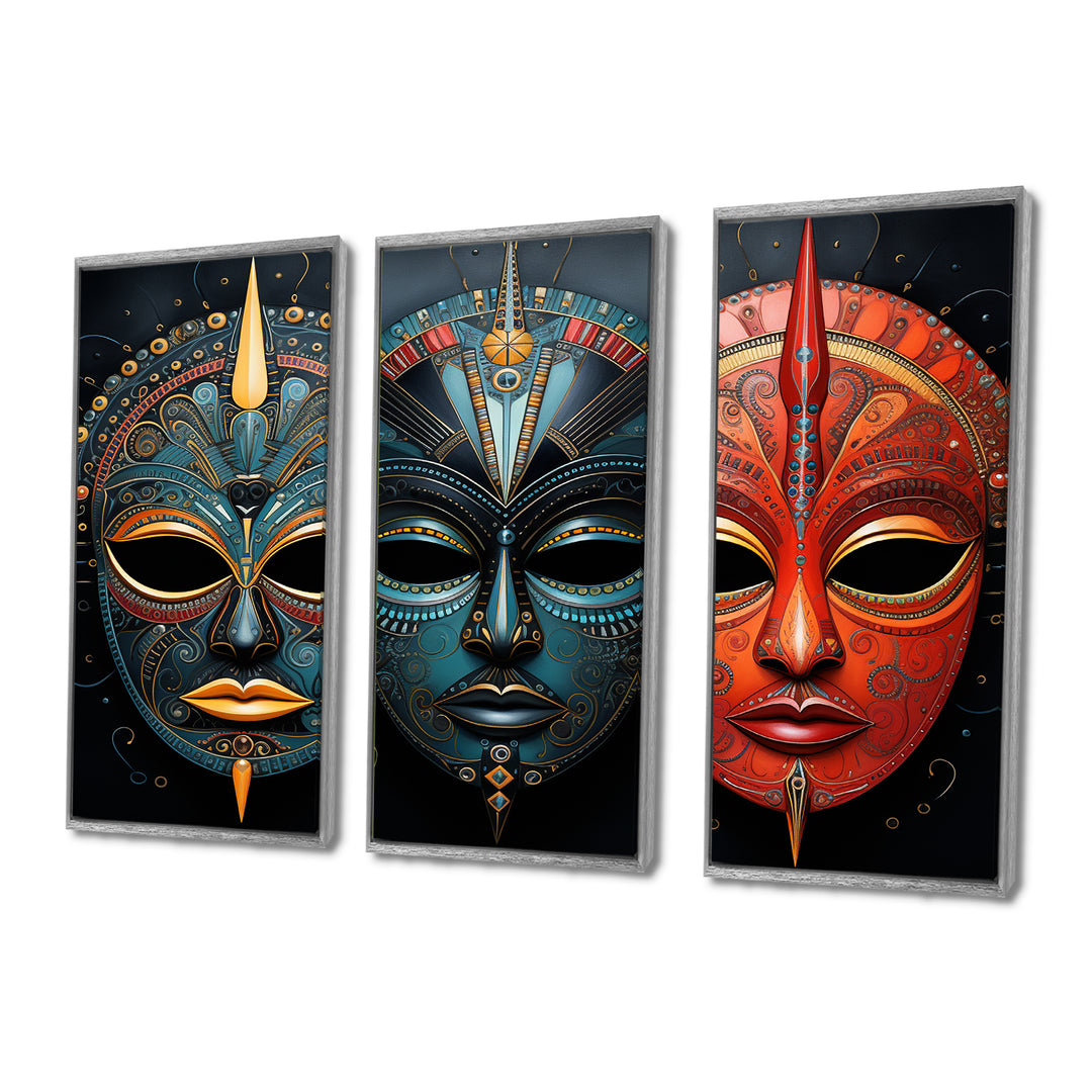Red African Masks III - Multi-Panels