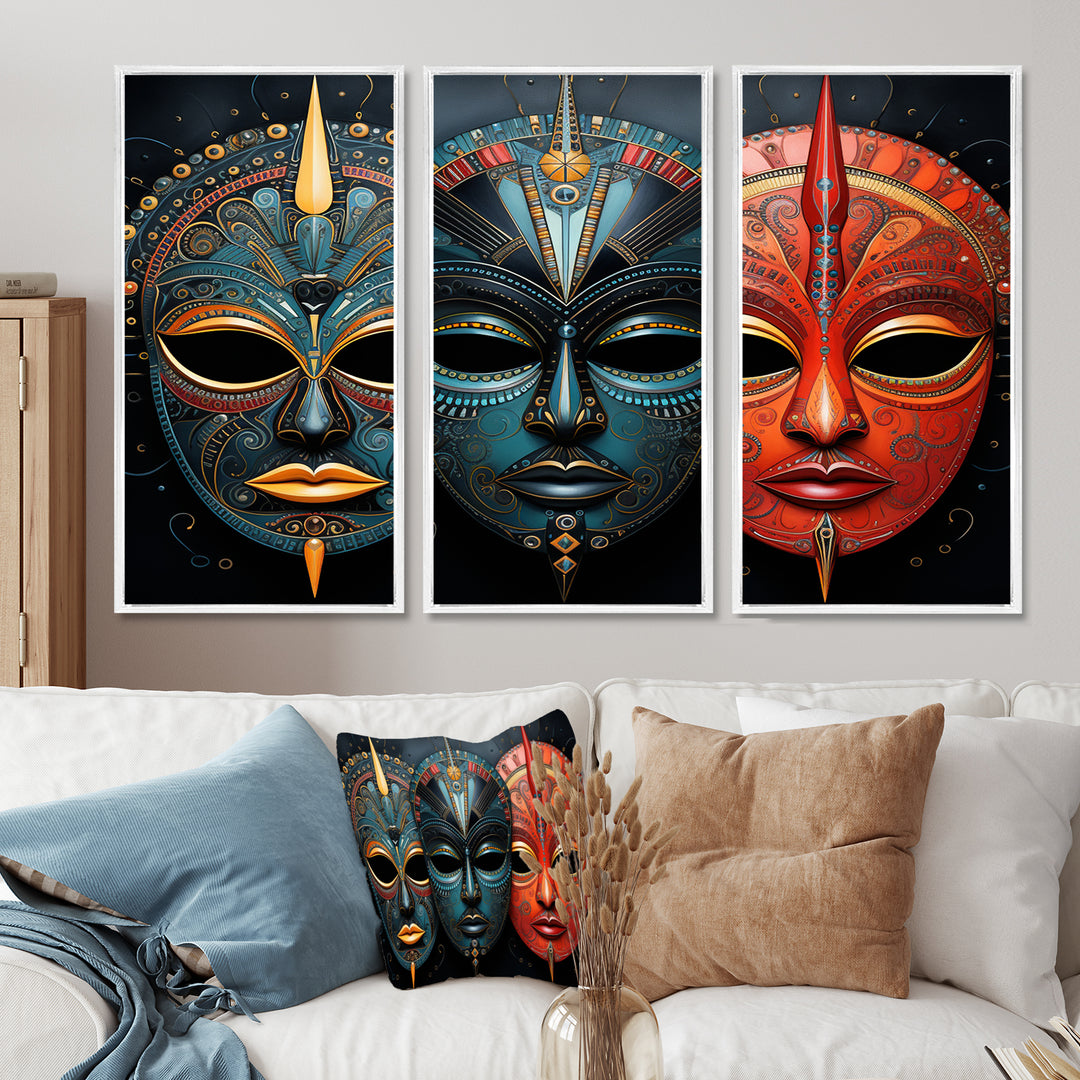 Red African Masks III - Multi-Panels