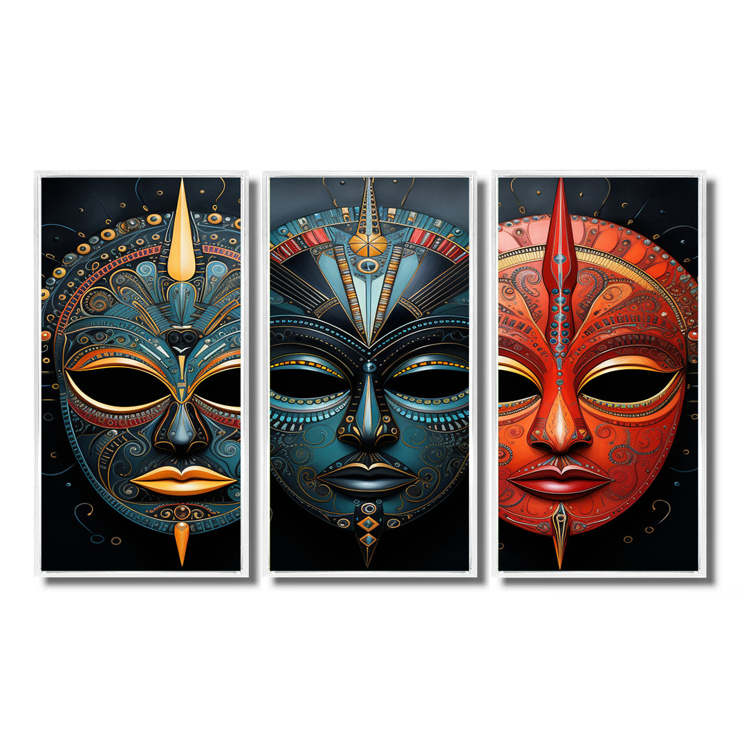 Red African Masks III - Multi-Panels