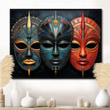 Red African Masks III - People Canvas Wall Art