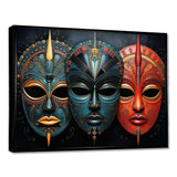 Red African Masks III - People Canvas Wall Art