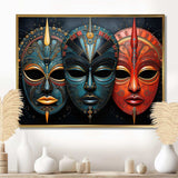 Red African Masks III - People Canvas Wall Art