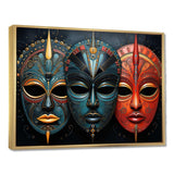 Red African Masks III - People Canvas Wall Art