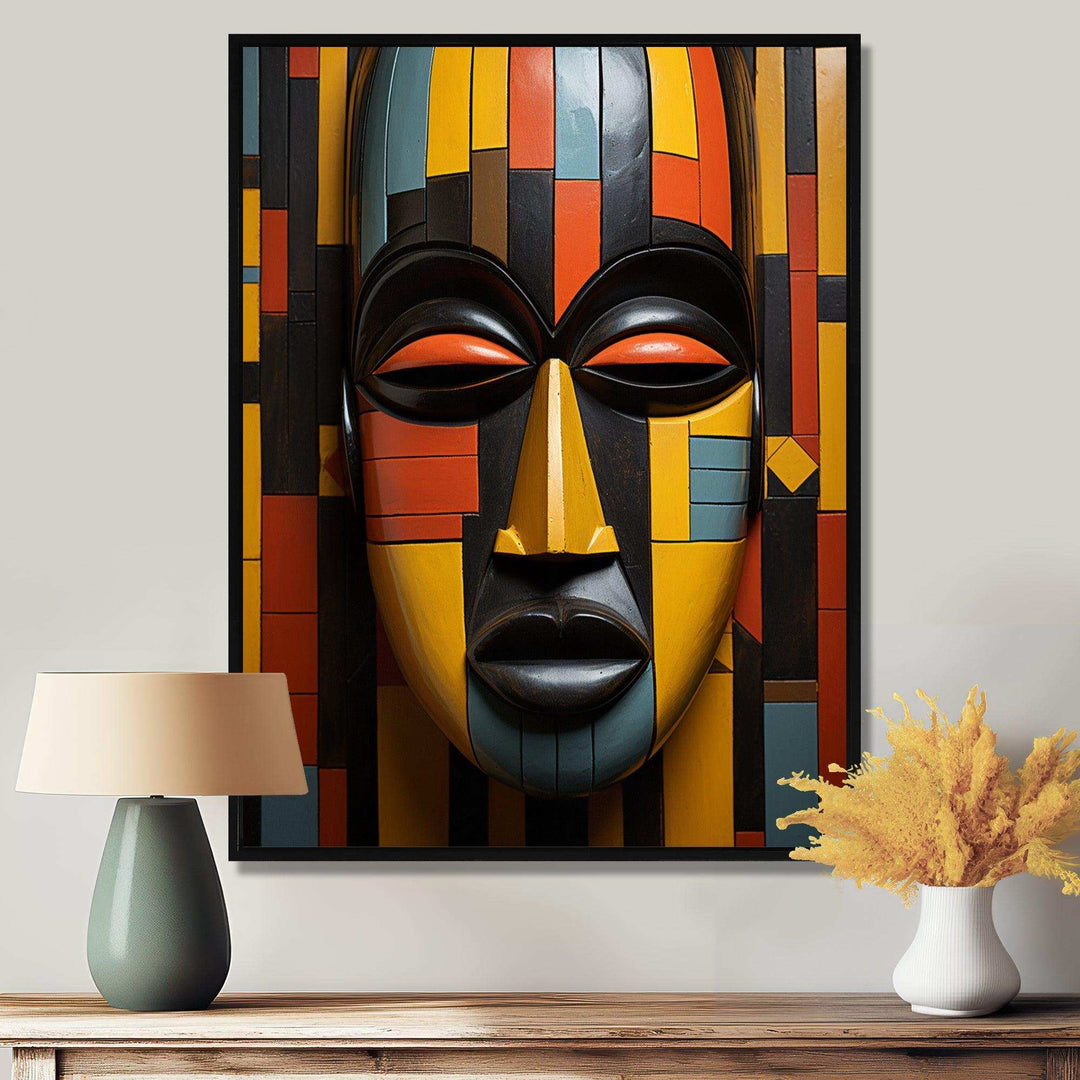 African Tribal Mask Kente II - People Canvas Wall Art