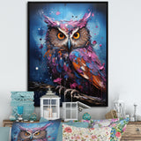 Purple Grey Animal Amethyst Owl Drips - Owl Bedroom Wall Art