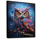 Purple Grey Animal Amethyst Owl Drips - Owl Bedroom Wall Art