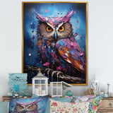 Purple Grey Animal Amethyst Owl Drips - Owl Bedroom Wall Art