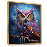 Purple Grey Animal Amethyst Owl Drips - Owl Bedroom Wall Art