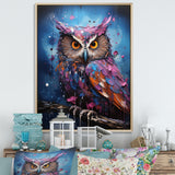 Purple Grey Animal Amethyst Owl Drips - Owl Bedroom Wall Art