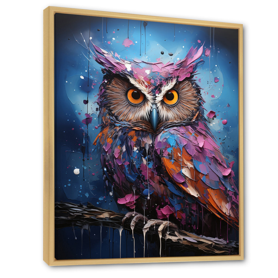 Purple Grey Animal Amethyst Owl Drips - Owl Bedroom Wall Art