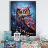 Purple Grey Animal Amethyst Owl Drips - Owl Bedroom Wall Art