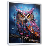 Purple Grey Animal Amethyst Owl Drips - Owl Bedroom Wall Art