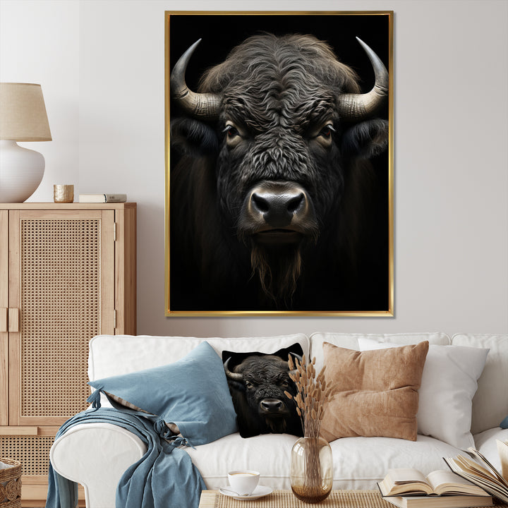 Black White Animal Buffalo Bison - Buffalo Wall Art Prints