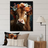 Cow Flower Crow - Brown Cow Wall Art