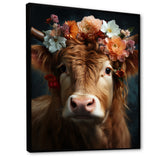 Cow Flower Crow - Brown Cow Wall Art