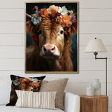 Cow Flower Crow - Brown Cow Wall Art