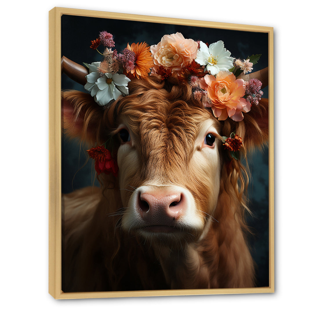 Cow Flower Crow - Brown Cow Wall Art