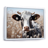 Cow Flower Grazing - White Cow Wall Art