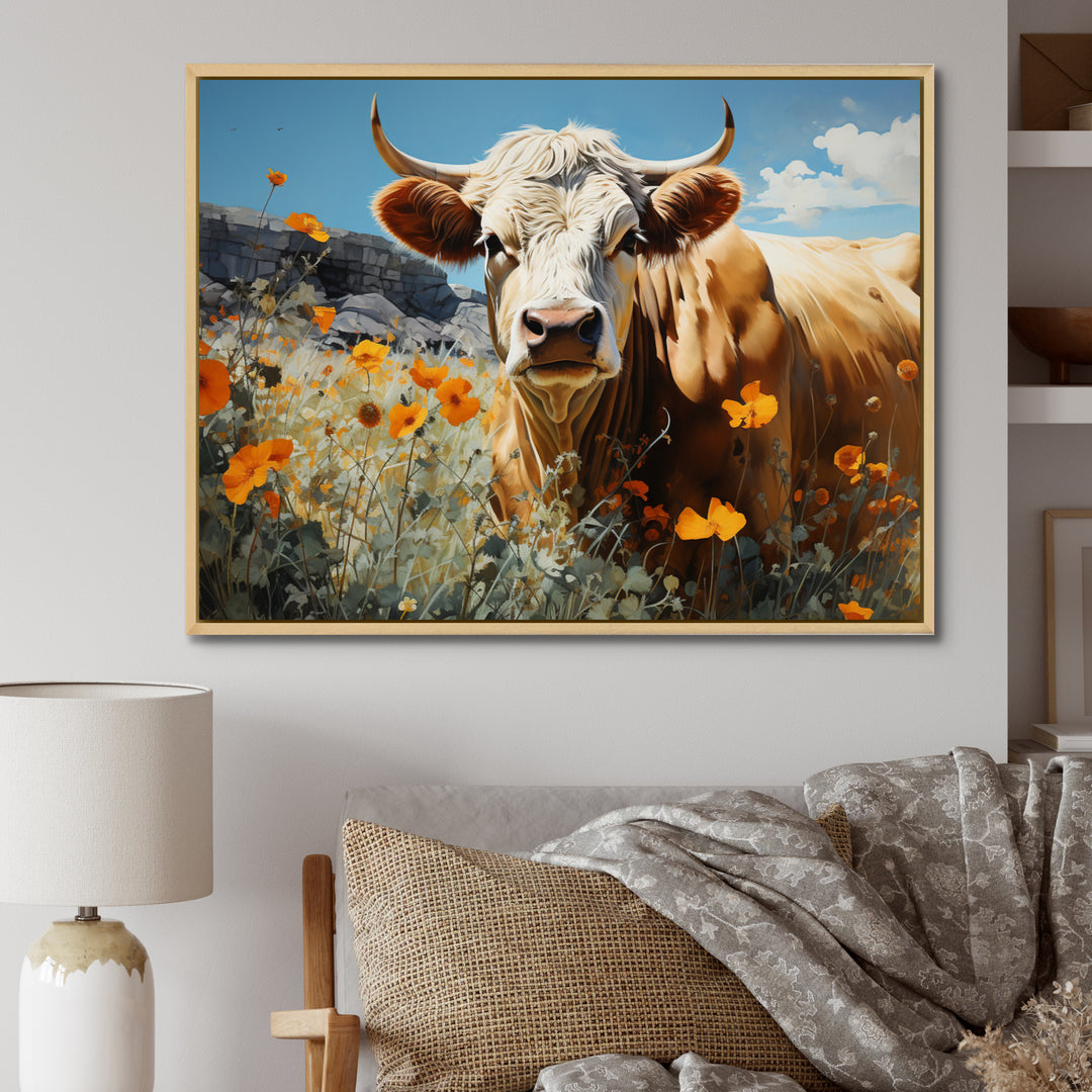 Cow Meadow Serenity - Cow Large Canvas Wall Art