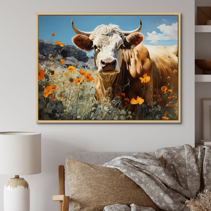 Cow Meadow Serenity - Cow Large Canvas Wall Art