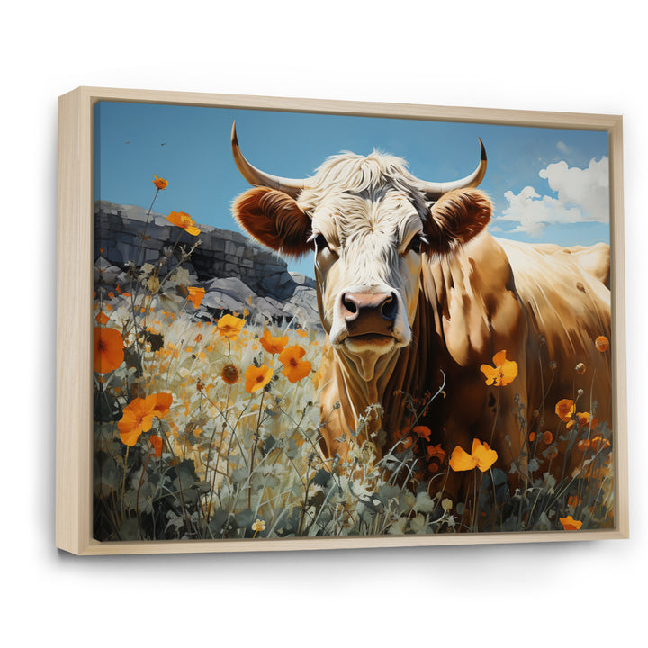 Cow Meadow Serenity - Cow Large Canvas Wall Art