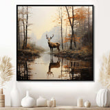 Animal Deer Misty Morning II - Animals Canvas Wall Art