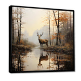 Animal Deer Misty Morning II - Animals Canvas Wall Art