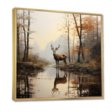 Animal Deer Misty Morning II - Animals Canvas Wall Art