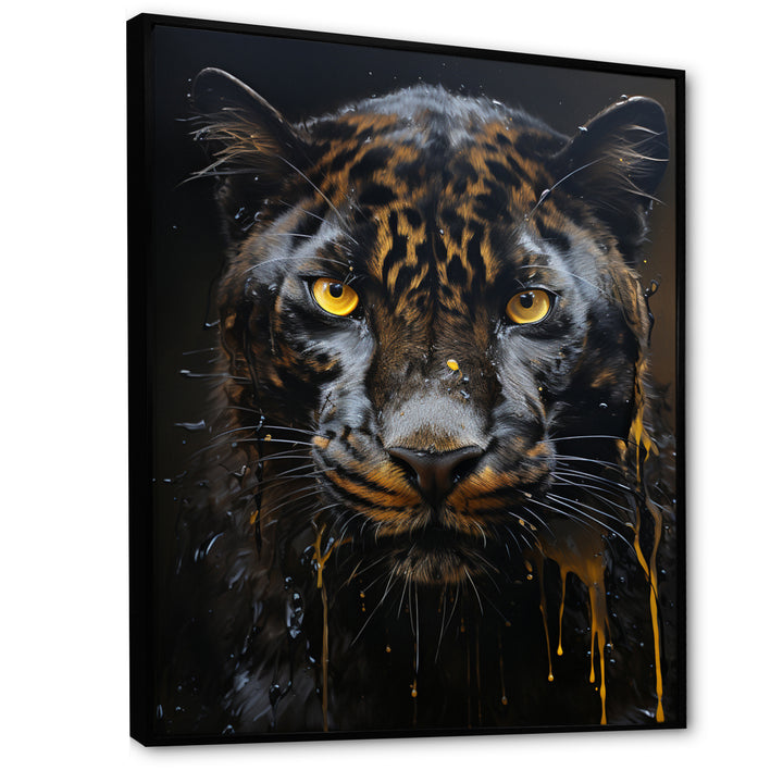 Ebony Panther Drips - Panther Canvas Wall Art