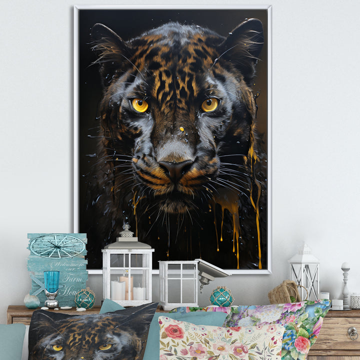 Ebony Panther Drips - Panther Canvas Wall Art