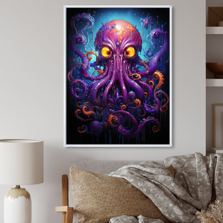 Purple Animal Electric Octopus Drips - Octopus Wall Decor