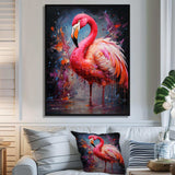 Fuchsia Flamingo Intense Artdeco - Animals Canvas Wall Art