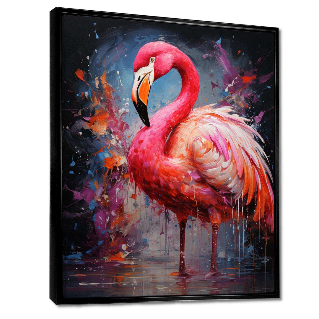 Fuchsia Flamingo Intense Artdeco - Animals Canvas Wall Art