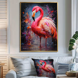 Fuchsia Flamingo Intense Artdeco - Animals Canvas Wall Art