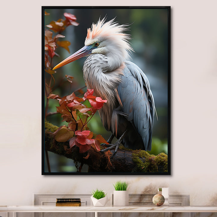 Grey Coral Animal Heron - Heron Home Decor Art